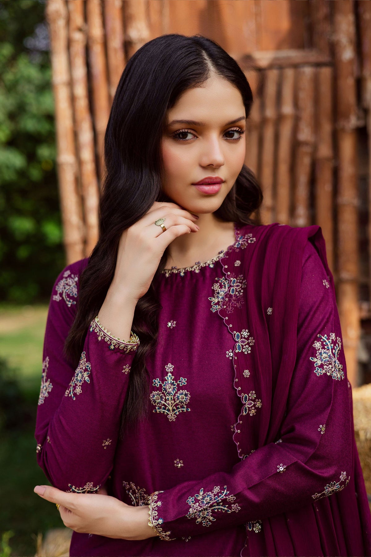 Batik 3 Piece Embroidered Dhanak Suit With Embroidered Dupatta