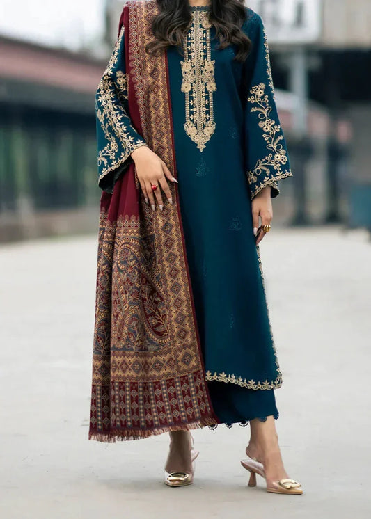 Izal - Unstitched 3 Piece Embroidered Dhanak Suit
