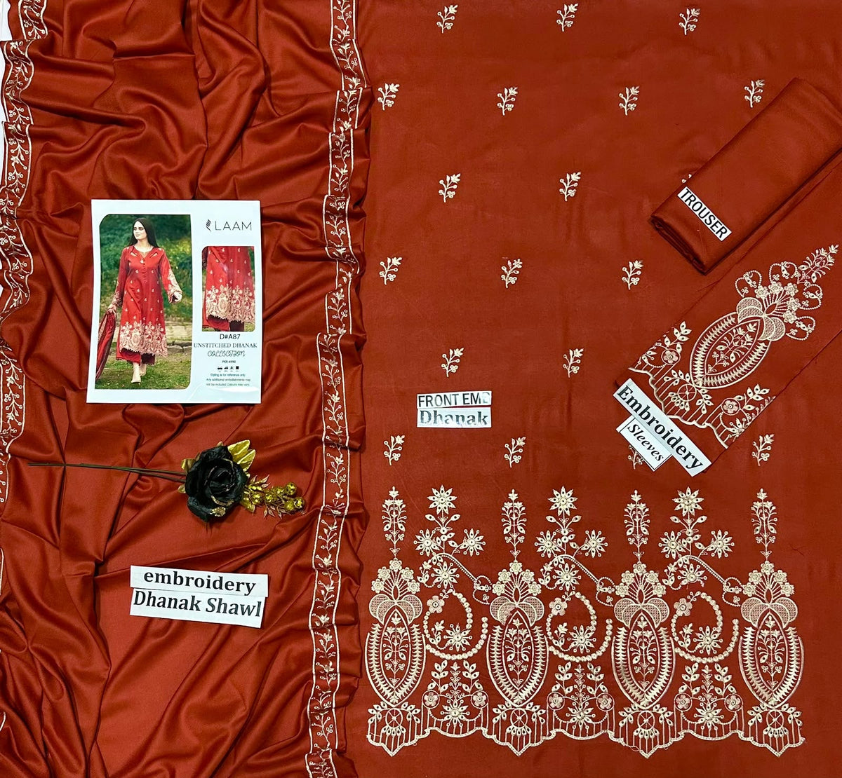 LAAM - Dhanak 3-Piece Unstitched Embroidered Suit-LL-01