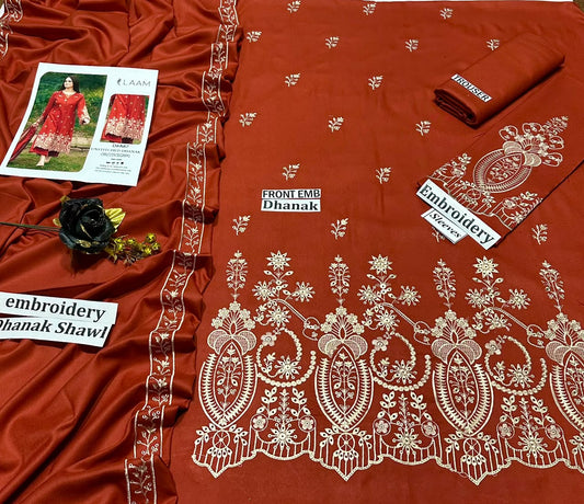 LAAM - Dhanak 3-Piece Unstitched Embroidered Suit-LL-01