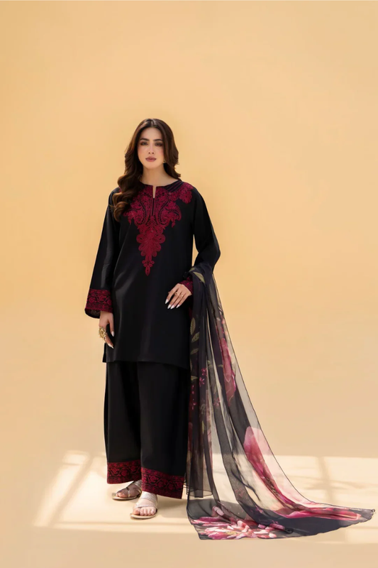Zaroon - Dhanak 3-Piece Unstitched Embroidered Suit