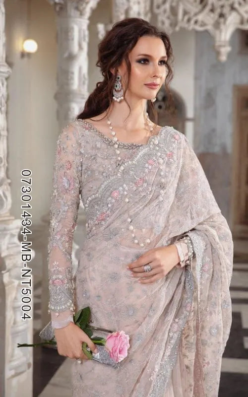 MARIA B ⏐ 07301434-MB-NT5004 ⏐ NET FABRIC ⏐ EMBROIDERED ⏐ UNSTITCHED SAREE