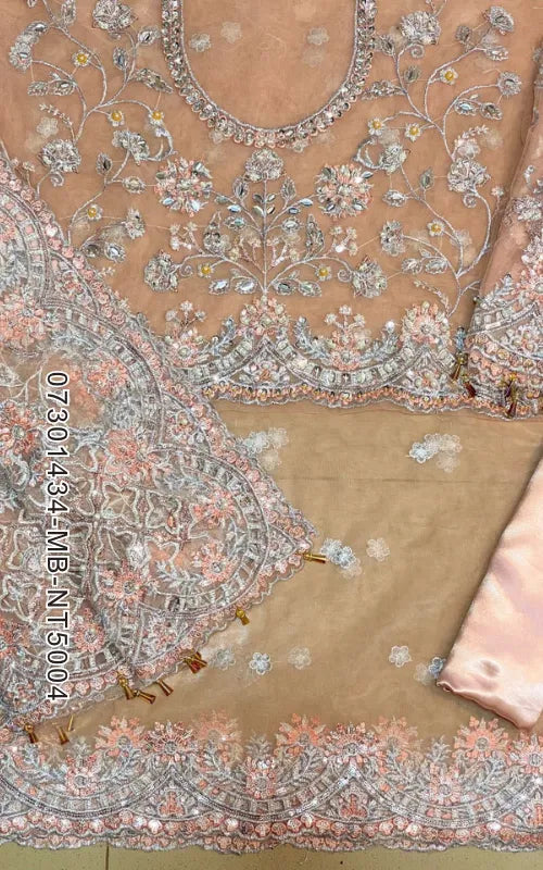 MARIA B ⏐ 07301434-MB-NT5004 ⏐ NET FABRIC ⏐ EMBROIDERED ⏐ UNSTITCHED SAREE