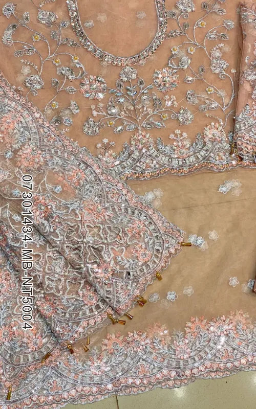 MARIA B ⏐ 07301434-MB-NT5004 ⏐ NET FABRIC ⏐ EMBROIDERED ⏐ UNSTITCHED SAREE