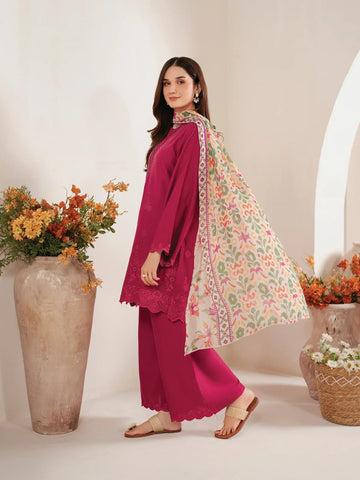 Sapphire - Dhanak 3-Piece Unstitched Embroidered Suit