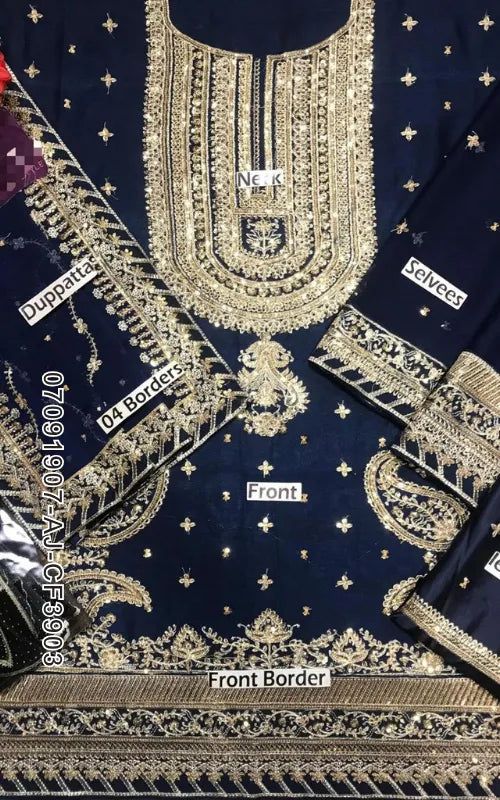 ASIM JOFA ⏐ 07091907-AJ-CF3903 ⏐ CHIFFON FABRIC ⏐ EMBROIDERED