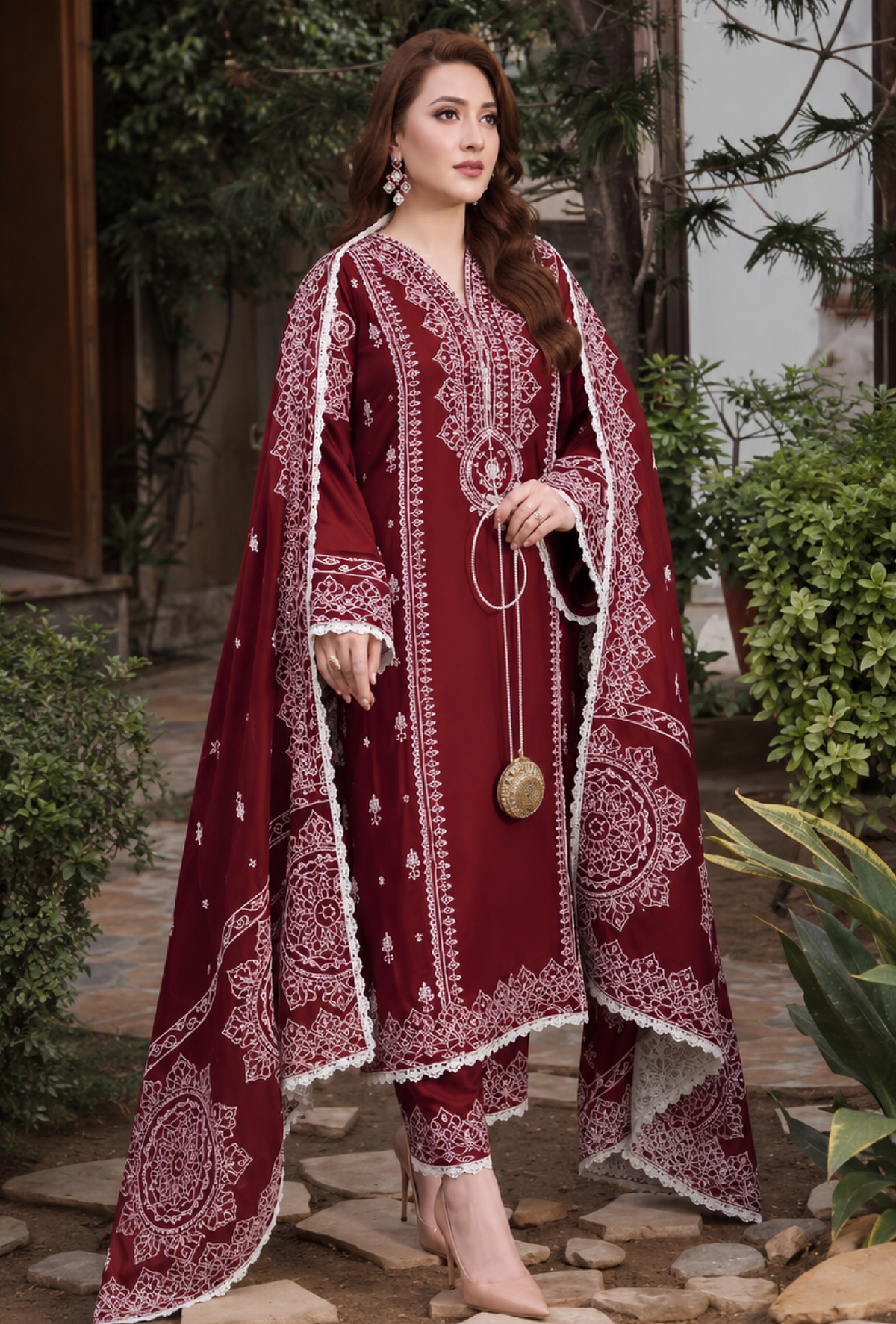 Aneela's - Dhanak 3-Piece Unstitched Embroidered Suit