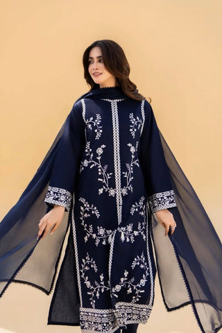 SERAN - 3PC UNSTICH DHANAK EMBROIDERED