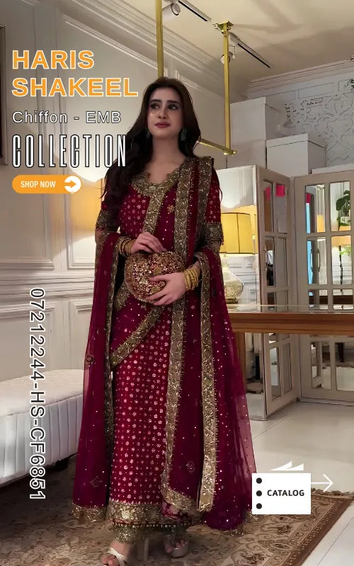 HARIS SHAKEEL ⏐ 07212244-HS-CF6851 ⏐ CHIFFON FABRIC ⏐ EMBROIDERED