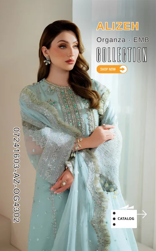 ALIZEH ⏐ 07241603-AZ-OG4302 ⏐ ORGANZA ⏐ EMBROIDERED