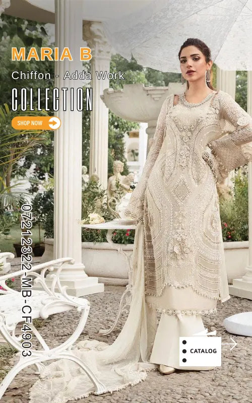 MARIA B⏐ 07212322-MB-CF4903 ⏐ CHIFFON FABRIC ⏐ EMBROIDERED