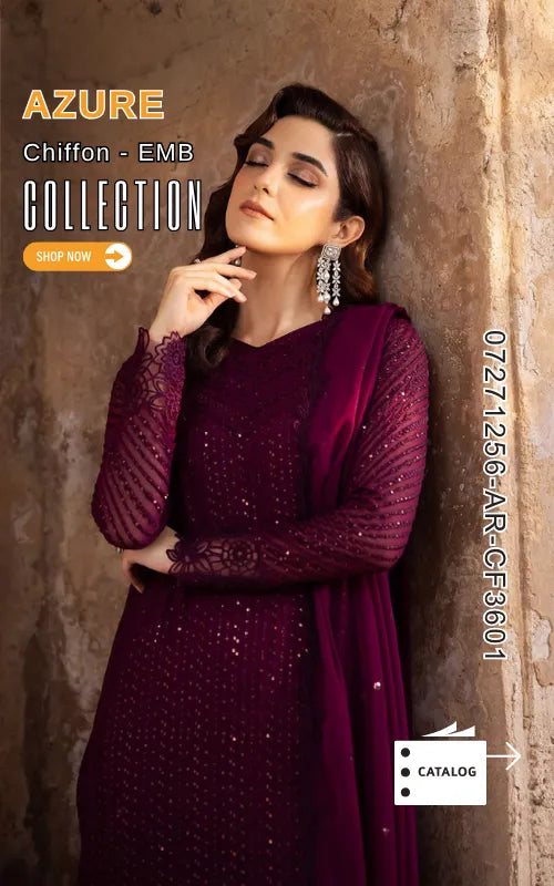 AZURE ⏐ 07271256-AR-CF3601 ⏐ CHIFFON ⏐ EMBROIDERED