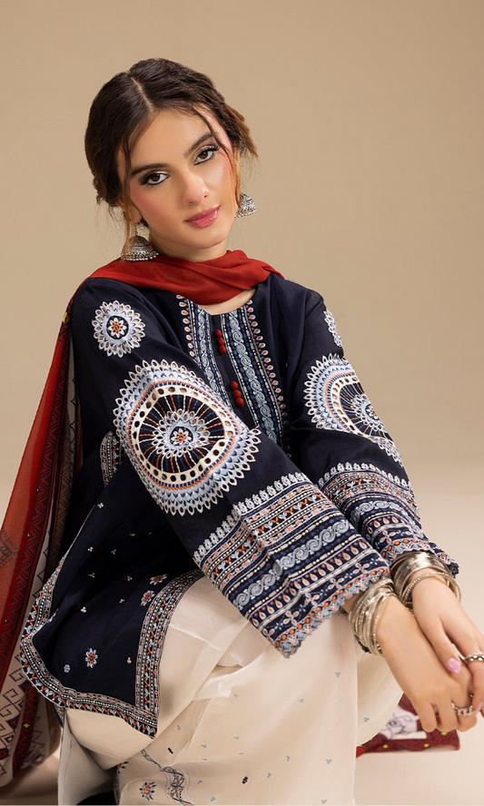 Jazmine - 3PC Unstitched Dhanak Heavy Embroidered Suit-B