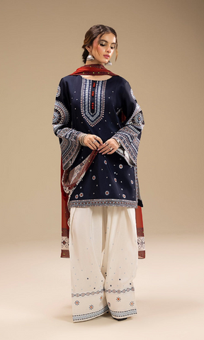 Jazmine - 3PC Unstitched Dhanak Heavy Embroidered Suit-B