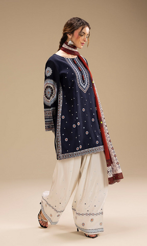 Jazmine - 3PC Unstitched Dhanak Heavy Embroidered Suit-B