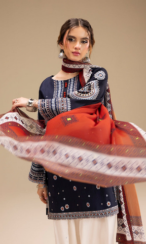 Jazmine - 3PC Unstitched Dhanak Heavy Embroidered Suit-B