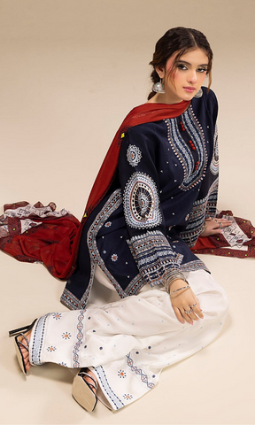 Jazmine - 3PC Unstitched Dhanak Heavy Embroidered Suit-B