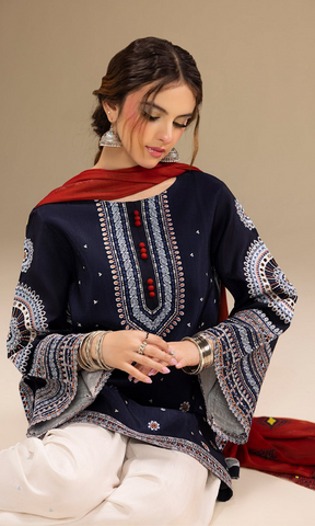 Jazmine - 3PC Unstitched Dhanak Heavy Embroidered Suit-B