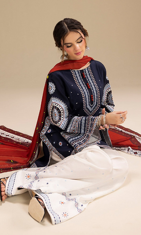 Jazmine - 3PC Unstitched Dhanak Heavy Embroidered Suit-B