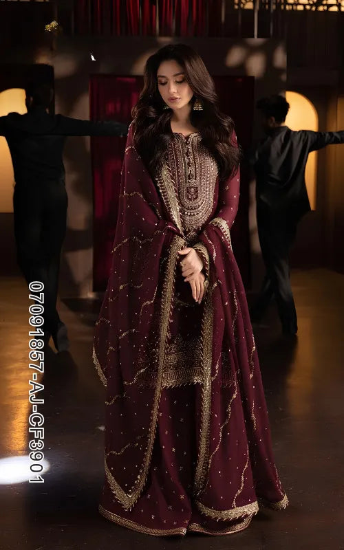 ASIM JOFA ⏐ 07091857-AJ-CF3901 ⏐ CHIFFON FABRIC ⏐ EMBROIDERED