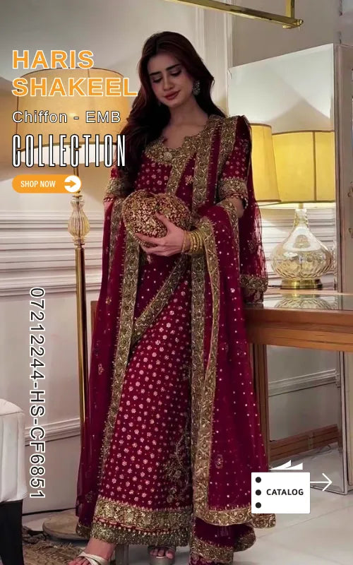 HARIS SHAKEEL ⏐ 07212244-HS-CF6851 ⏐ CHIFFON FABRIC ⏐ EMBROIDERED