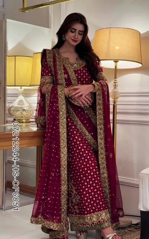 HARIS SHAKEEL ⏐ 07212244-HS-CF6851 ⏐ CHIFFON FABRIC ⏐ EMBROIDERED