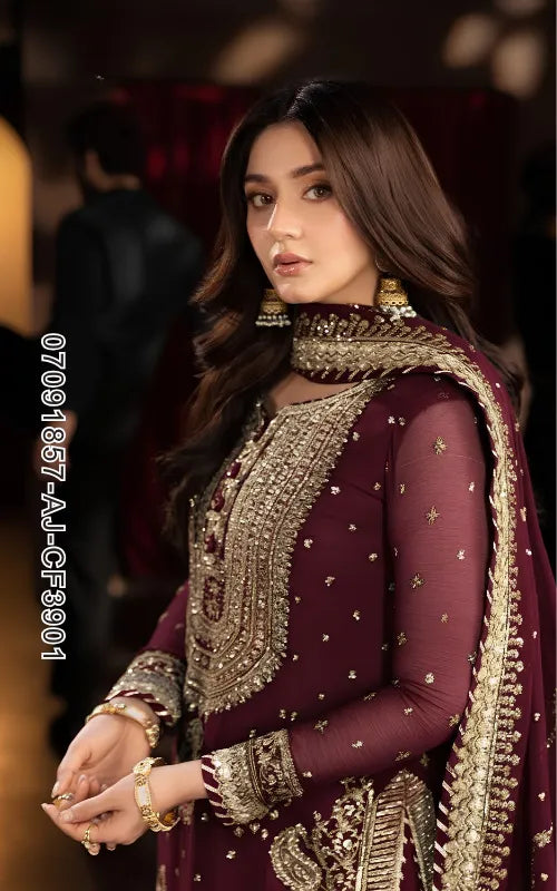 ASIM JOFA ⏐ 07091857-AJ-CF3901 ⏐ CHIFFON FABRIC ⏐ EMBROIDERED