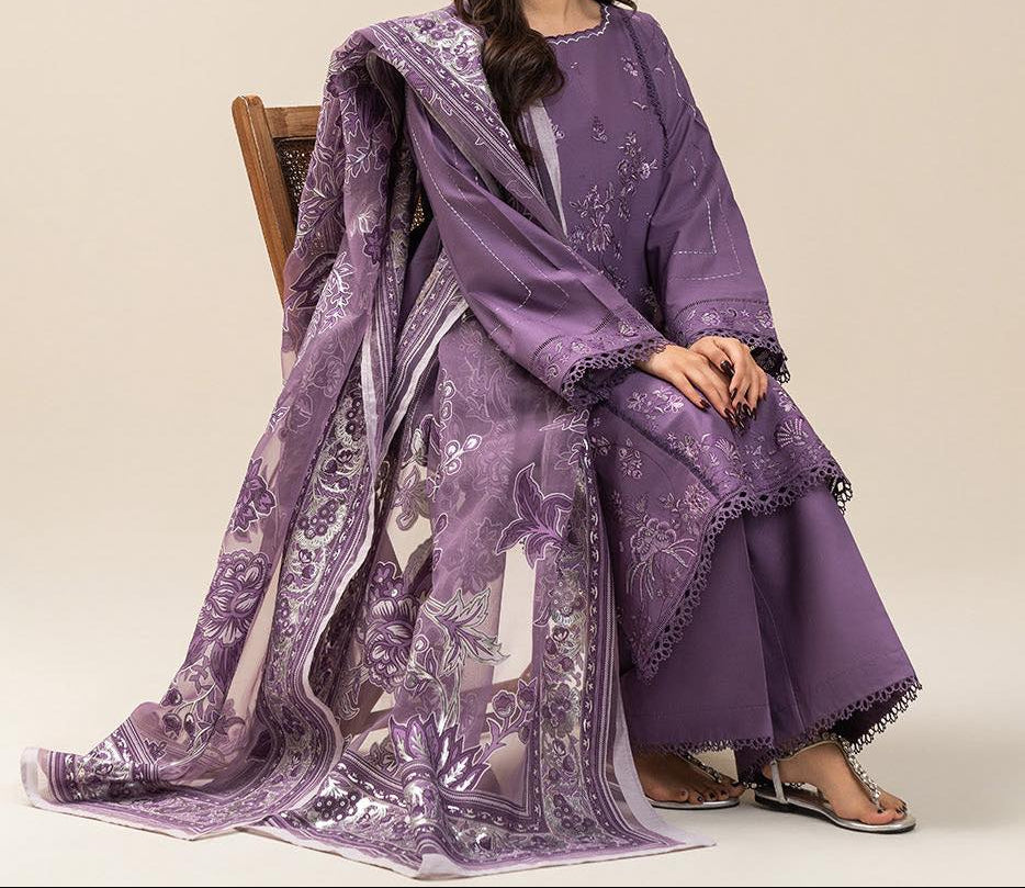 Dhanak 3-Piece Unstitched Embroidered Suit