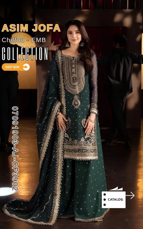 ASIM JOFA ⏐ 07091903-AJ-CF3902 ⏐ CHIFFON FABRIC ⏐ EMBROIDERED