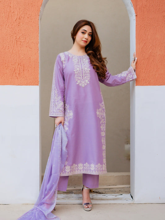 PEZWAN - 3PC Unstitched Dhanak Heavy Embroidered Suit
