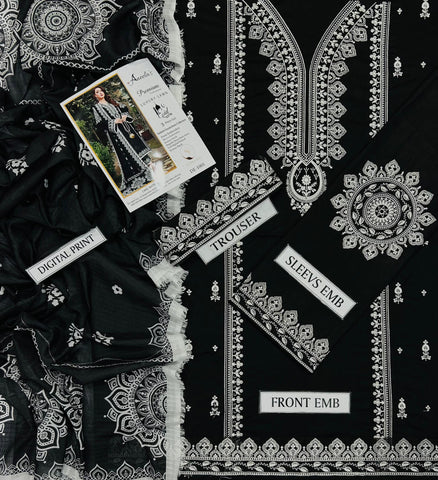 Aneela's - Dhanak 3-Piece Unstitched Embroidered Suit