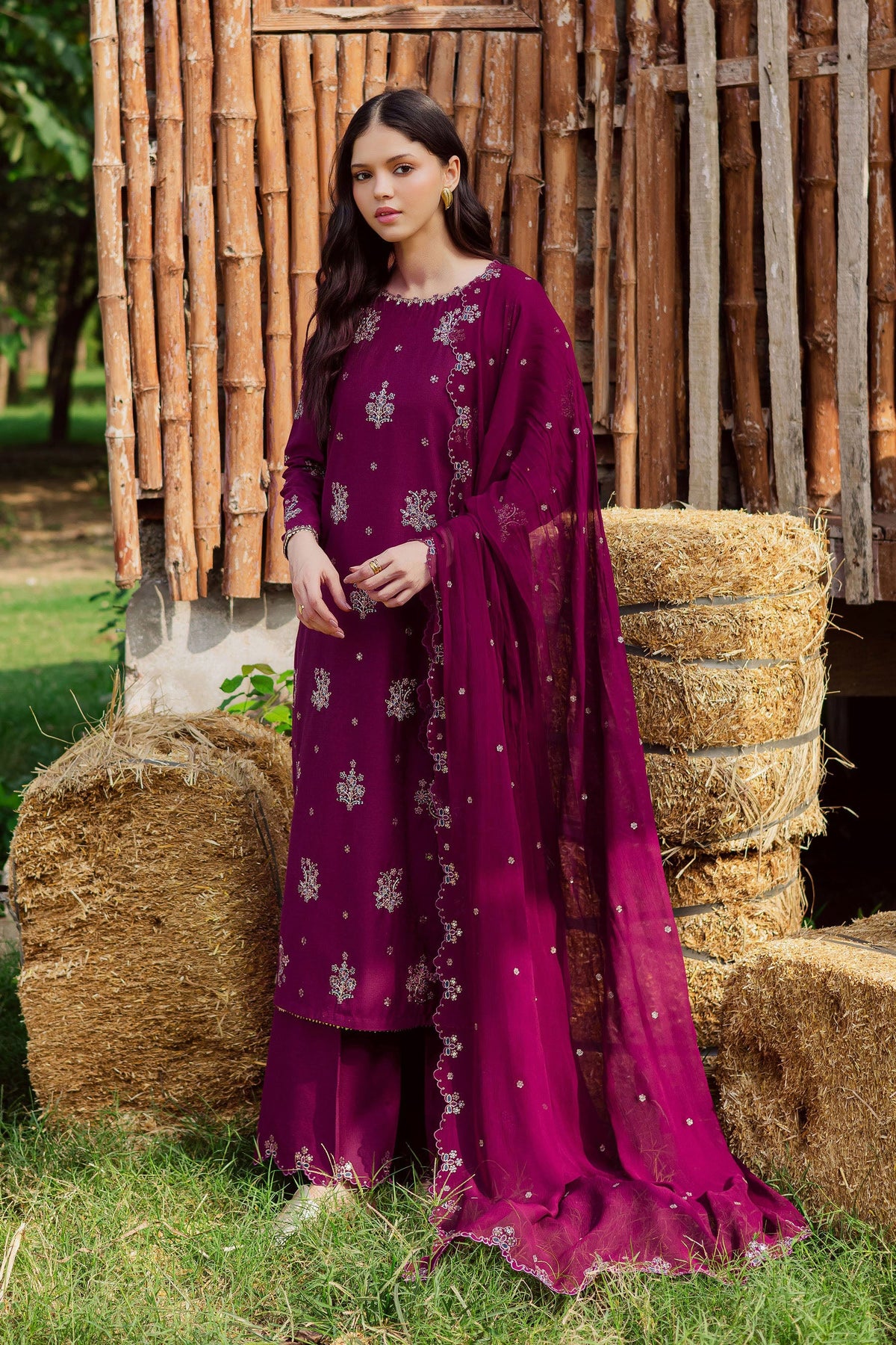 Batik 3 Piece Embroidered Dhanak Suit With Embroidered Dupatta