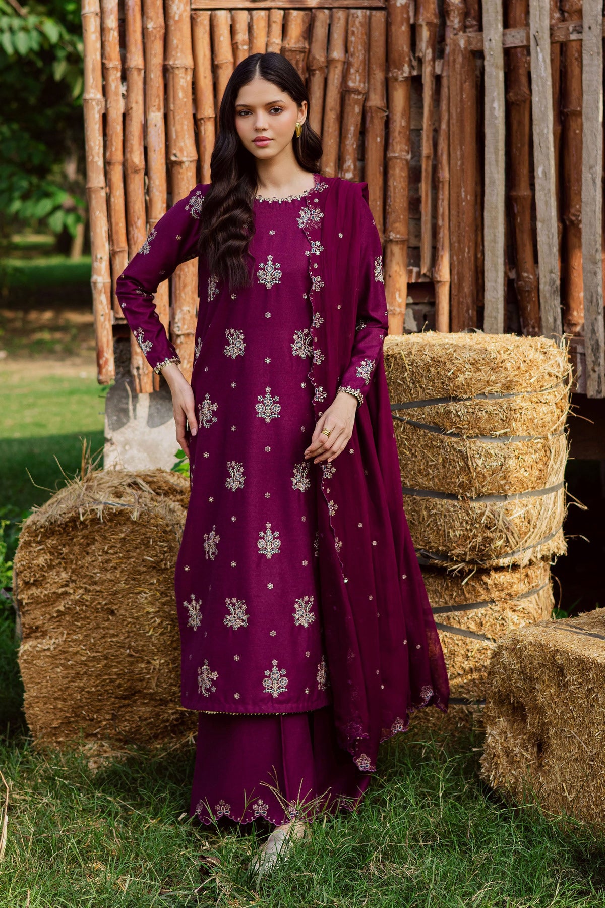 Batik 3 Piece Embroidered Dhanak Suit With Embroidered Dupatta
