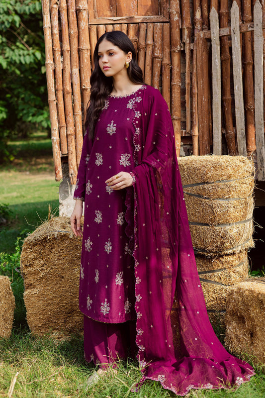 Batik 3 Piece Embroidered Dhanak Suit With Embroidered Dupatta