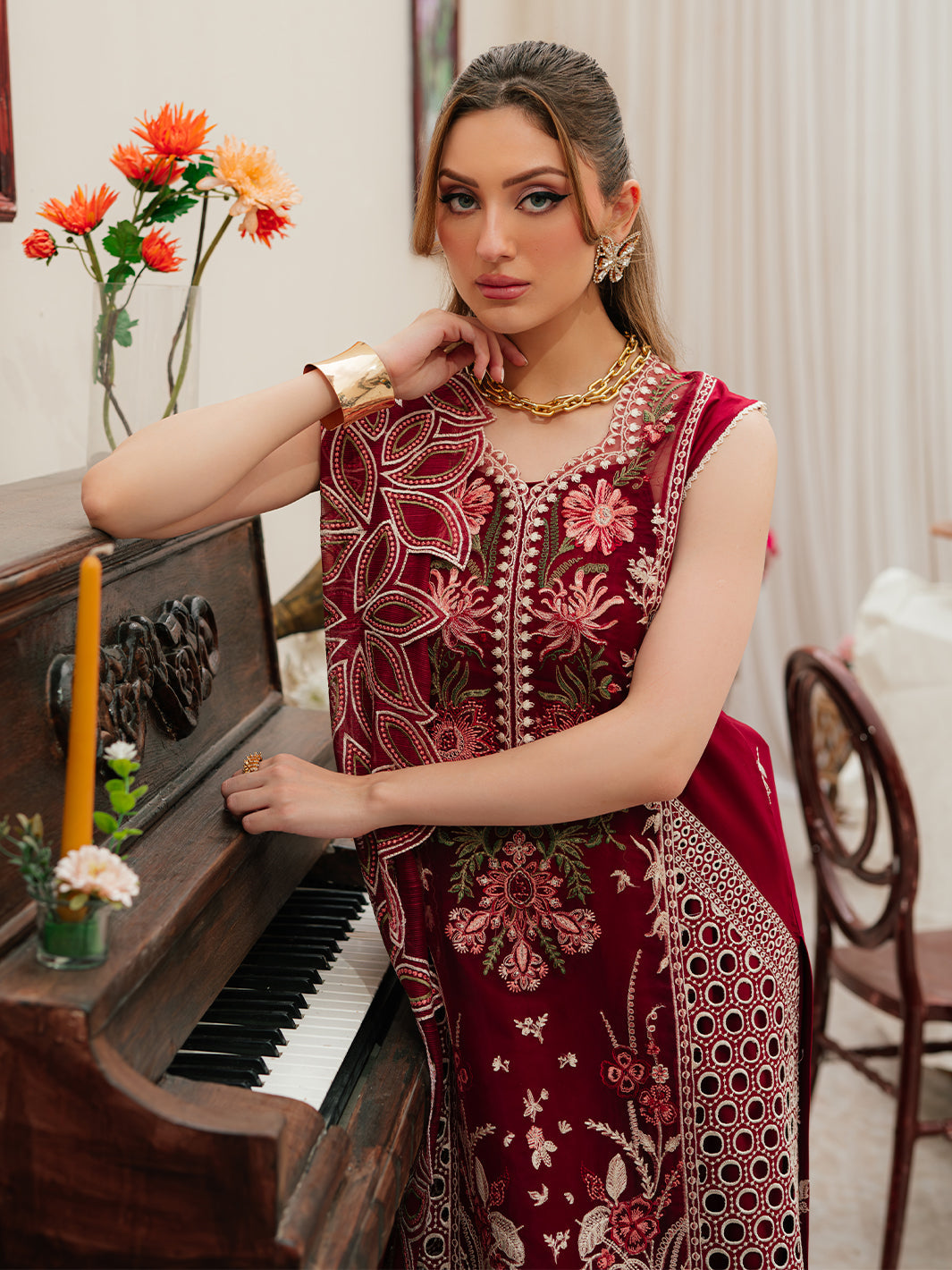 Mahnoor Heavy Embroidered Dhanak 3 Piece Suit with Embroidered Dupatta