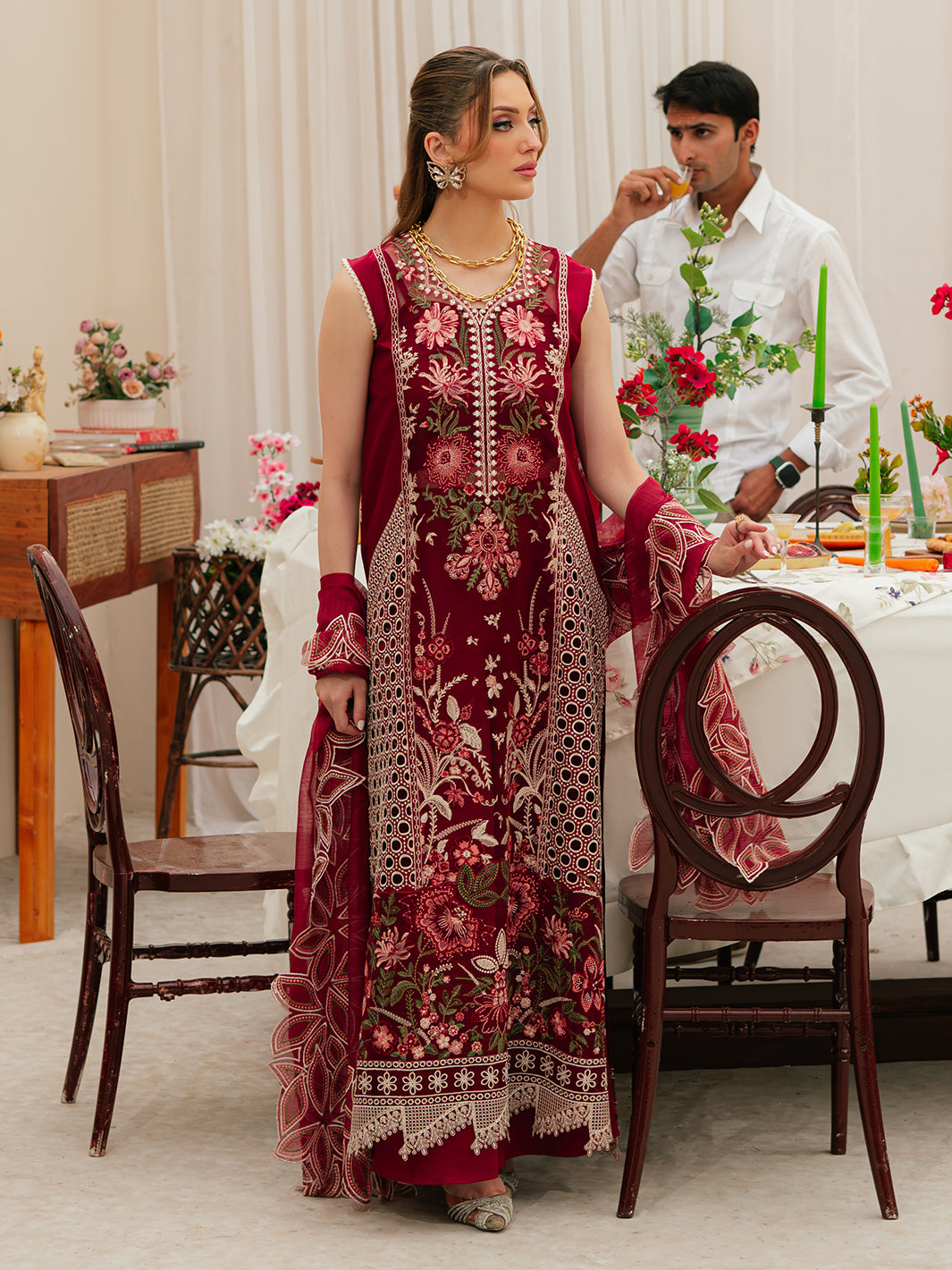 Mahnoor Heavy Embroidered Dhanak 3 Piece Suit with Embroidered Dupatta
