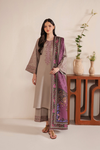 Garnet - Dhanak 3-Piece Unstitched Embroidered Suit