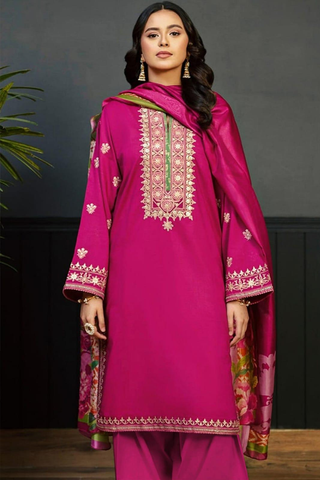 Kokum - Dhanak 3-Piece Unstitched Embroidered Suit