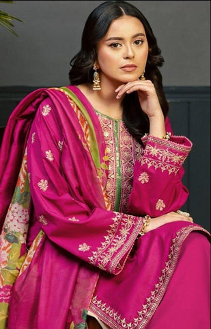 Kokum - Dhanak 3-Piece Unstitched Embroidered Suit