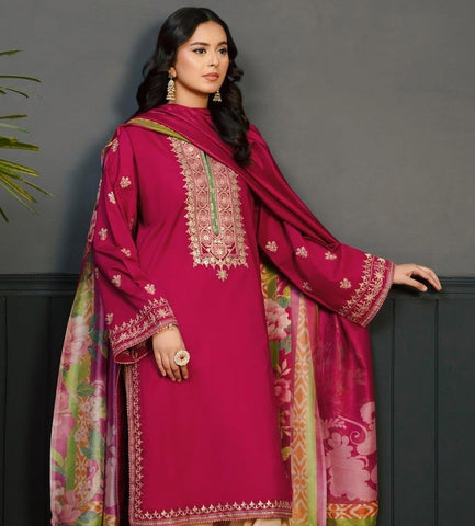 Kokum - Dhanak 3-Piece Unstitched Embroidered Suit