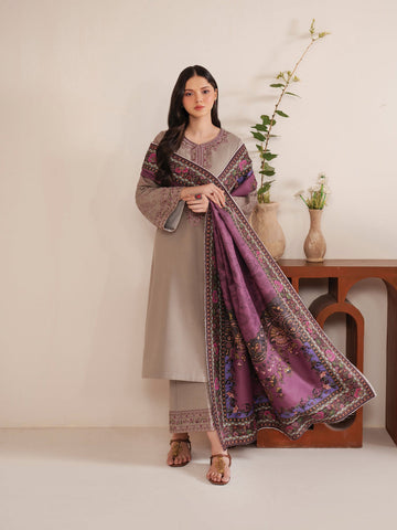 Garnet - Dhanak 3-Piece Unstitched Embroidered Suit