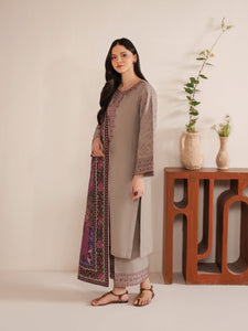 Garnet - Dhanak 3-Piece Unstitched Embroidered Suit