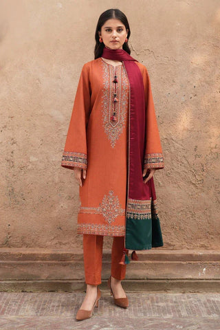 Jazmin Dhanak 3-Piece Heavy Embroidered Suit with Printed Wool Shawl