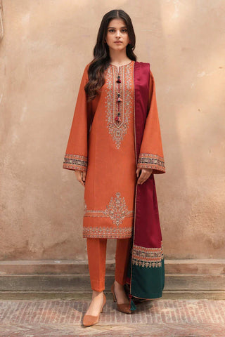 Jazmin Dhanak 3-Piece Heavy Embroidered Suit with Printed Wool Shawl