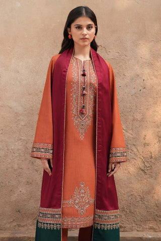Jazmin Dhanak 3-Piece Heavy Embroidered Suit with Printed Wool Shawl