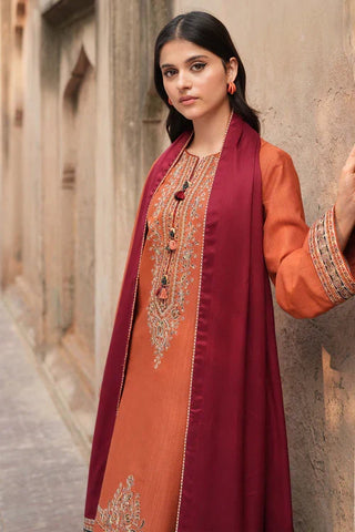 Jazmin Dhanak 3-Piece Heavy Embroidered Suit with Printed Wool Shawl