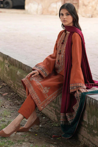 Jazmin Dhanak 3-Piece Heavy Embroidered Suit with Printed Wool Shawl