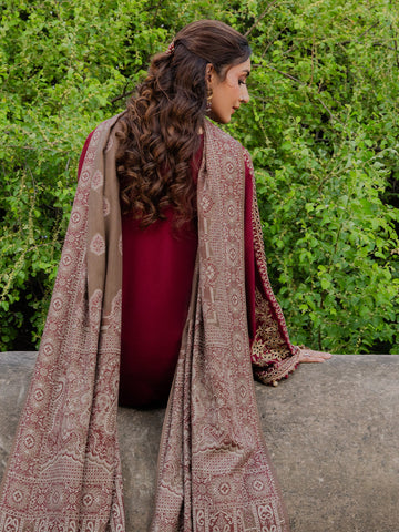 Izel - Dhanak 3-Piece Unstitched Embroidered Suit