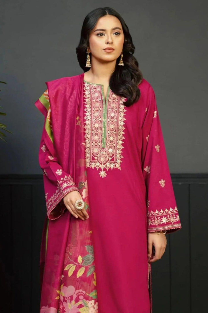 Kokum - Dhanak 3-Piece Unstitched Embroidered Suit