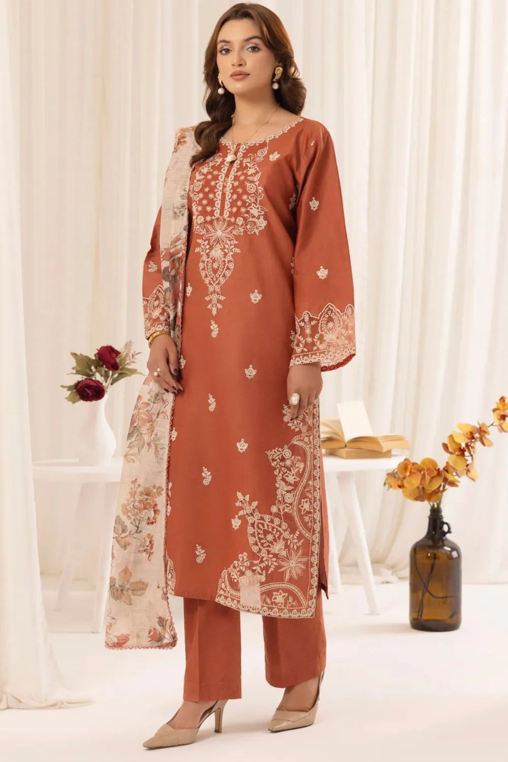 Mohagni - Dhanak 3-Piece Unstitched Embroidered Suit